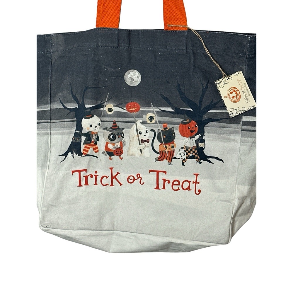 New Hallow Home Halloween Tote Bag‎ Trick or Treat XL Pumpkin Ghost Shopping Bag - Picture 3 of 8